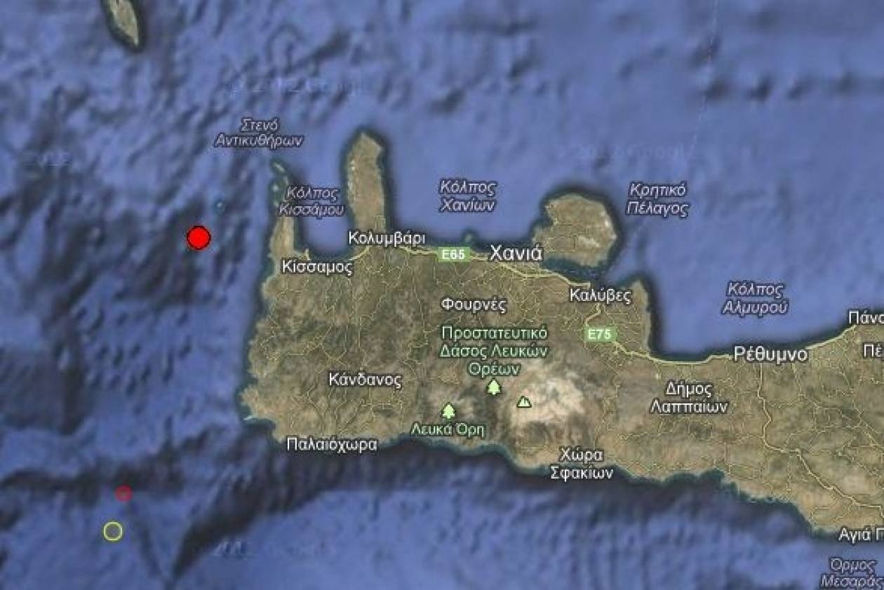 Σεισμός 3,5 Ρίχτερ δυτικά των Χανίων