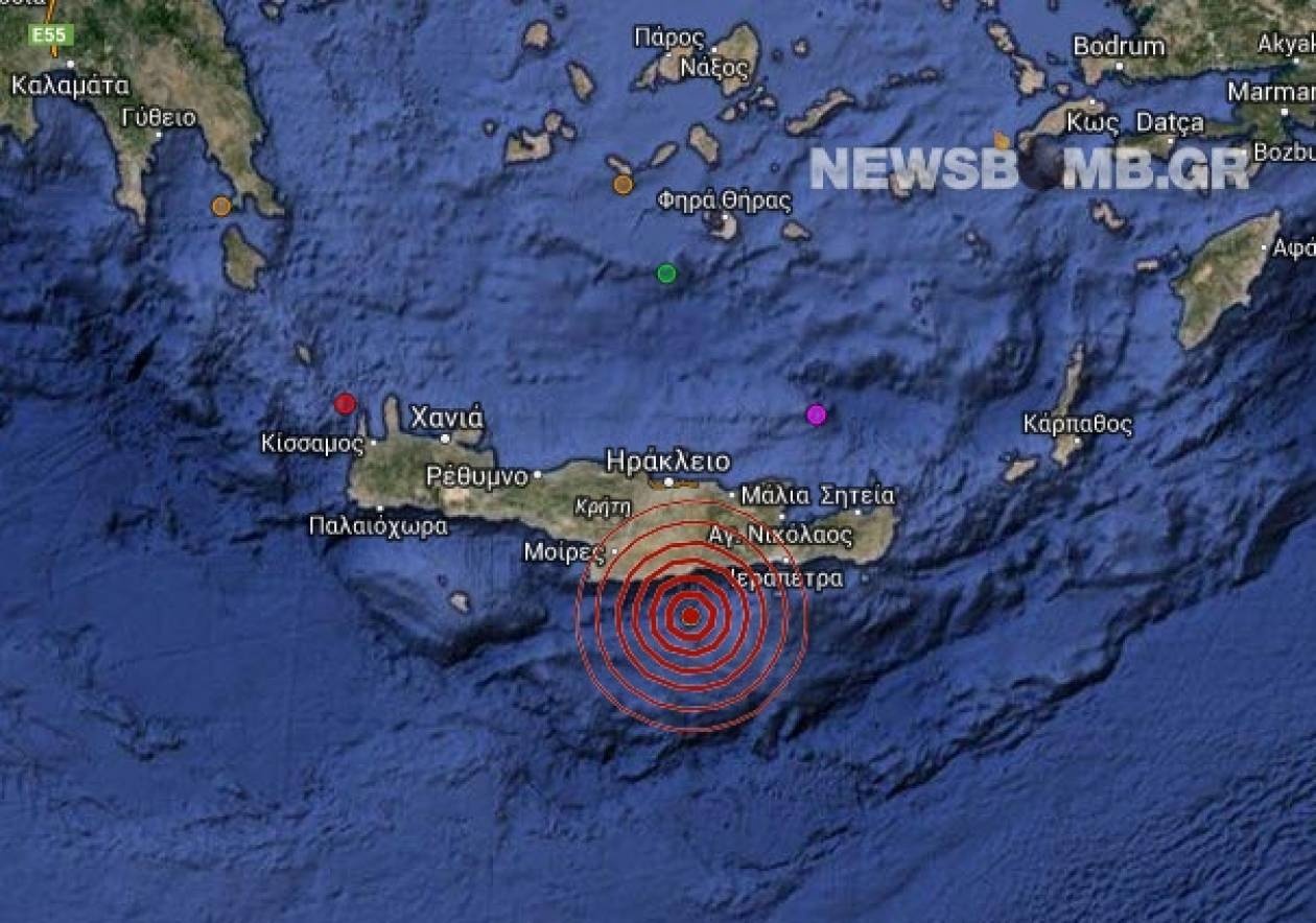 Σεισμός 3,3 Ρίχτερ νότια της Κρήτης