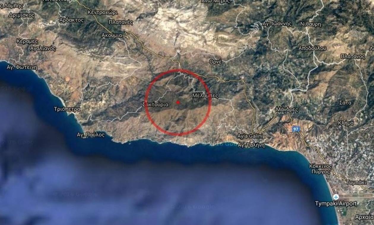 Φωτιά ξέσπασε στο νομό Ρεθύμνου