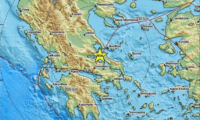 Ο χάρτης με το επίκεντρο του σεισμού