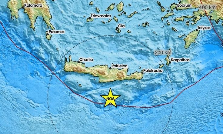 Σεισμός 3,5 Ρίχτερ νότια της Κρήτης