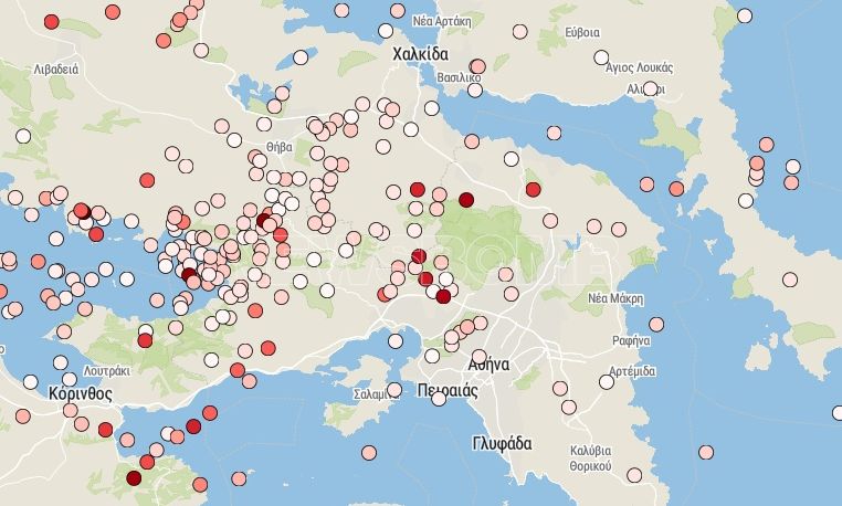 Σεισμός 5,2R: Αναλυτικός χάρτης με όλους τους σεισμούς σε Αττική και Ευβοϊκό από το 1900