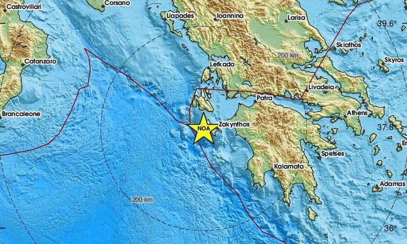 Σεισμός 3,4 Ρίχτερ δυτικά της Ζακύνθου – Κοντά στις ακτές το επίκεντρο