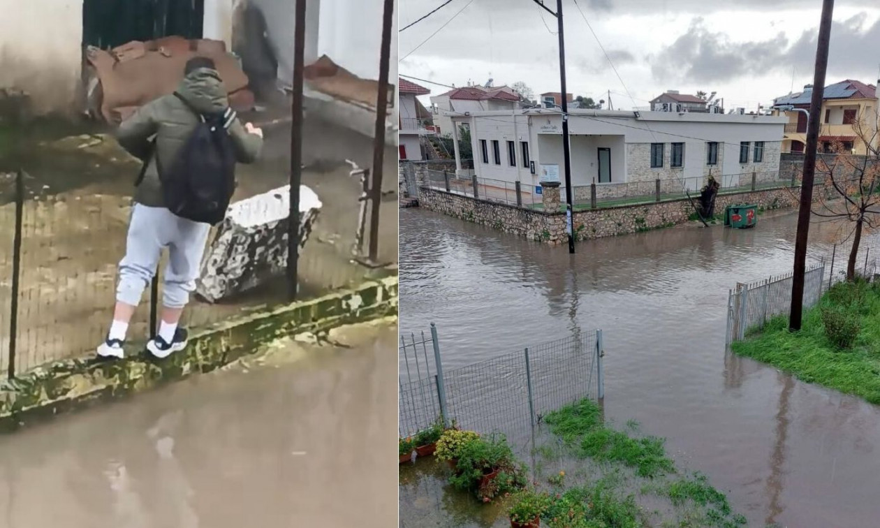 Μεσολόγγι: Πλημμύρισε ξανά το Νεοχώρι - Μαθητές γαντζώθηκαν από σύρματα για να γυρίσουν σπίτια τους
