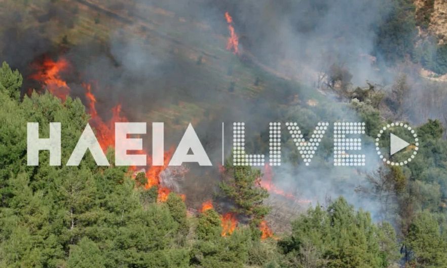 Μαίνεται η φωτιά στην Ηλεία - Καίει σε δύσβατη περιοχή