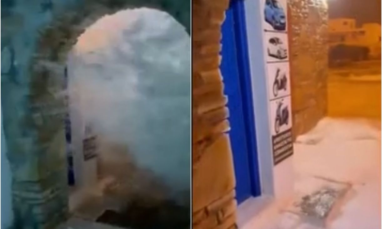 Σίκινος: Τα ορμητικά νερά από το λιμάνι πλημμυρίζουν δρόμους και μαγαζιά – Δείτε βίντεο