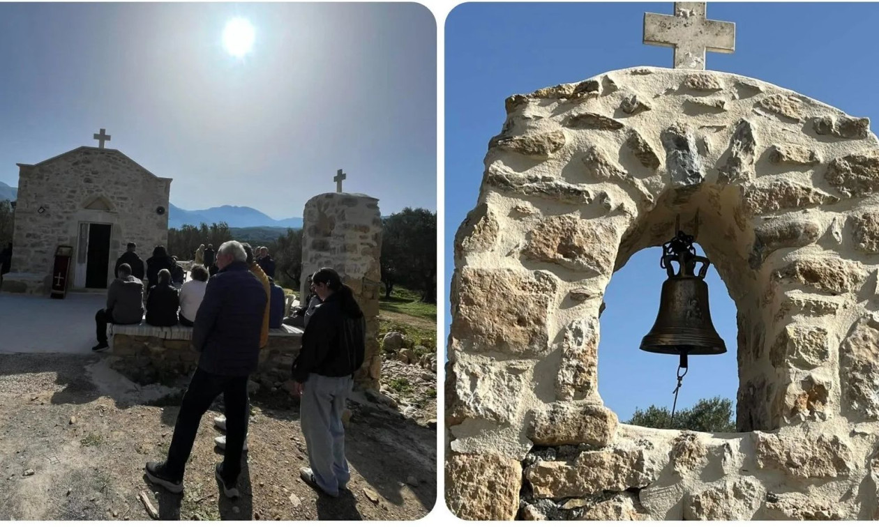 Αρκαλοχώρι: Πέντε χρόνια μετά τον σεισμό λειτούργησε ξανά το γραφικό ξωκλήσι