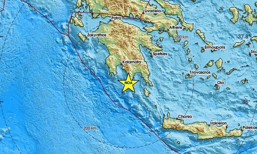 Σεισμός 4 Ρίχτερ κοντά στον Γερολιμένο Λακωνίας