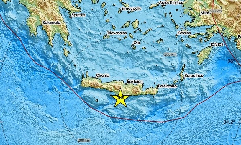 Σεισμός 3,6 Ρίχτερ νότια της Κρήτης