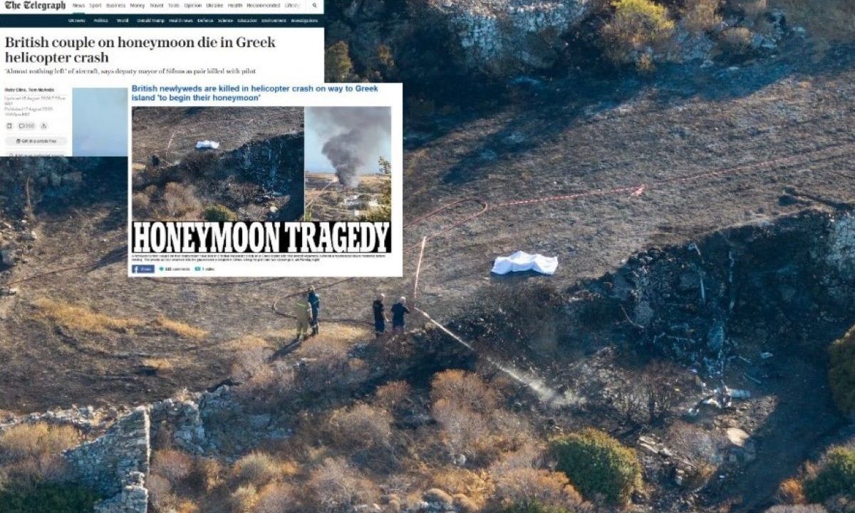 Σίφνος: Αυτοί είναι ο Έλληνας πιλότος και το νιόπαντρο ζευγάρι - Πρώτο θέμα στα βρετανικά ΜΜΕ η συντριβή του ελικοπτέρου