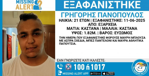 Χαμόγελο του Παιδιού: Εξαφανίστηκε 21χρονος από τα Εξάρχεια - Συναγερμός στις Αρχές