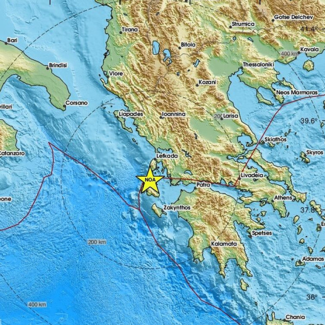 Ο χάρτης με το επίκεντρο του σεισμού