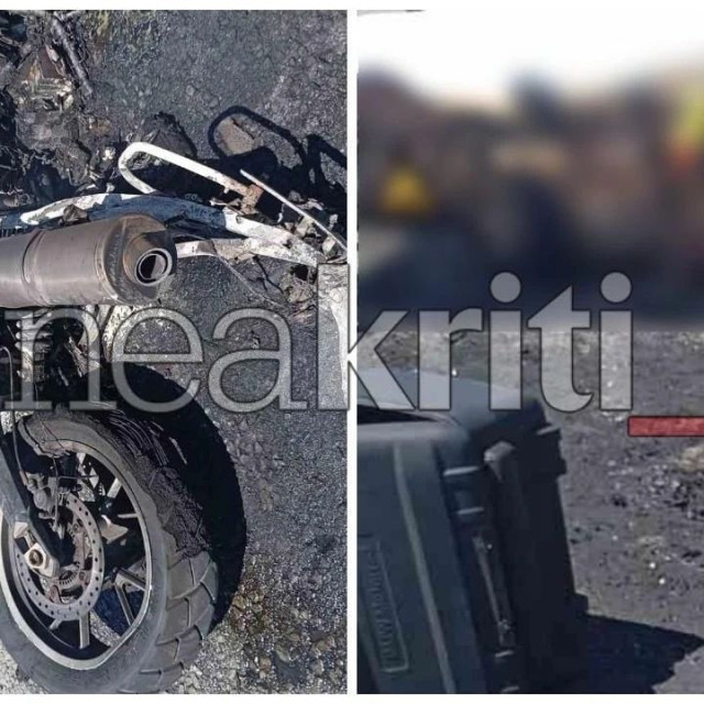 Σοβαρό τροχαίο στο Ηράκλειο: Μηχανή πήρε φωτιά μετά από σύγκρουση με ΙΧ - Με εγκαύματα 55χρονος