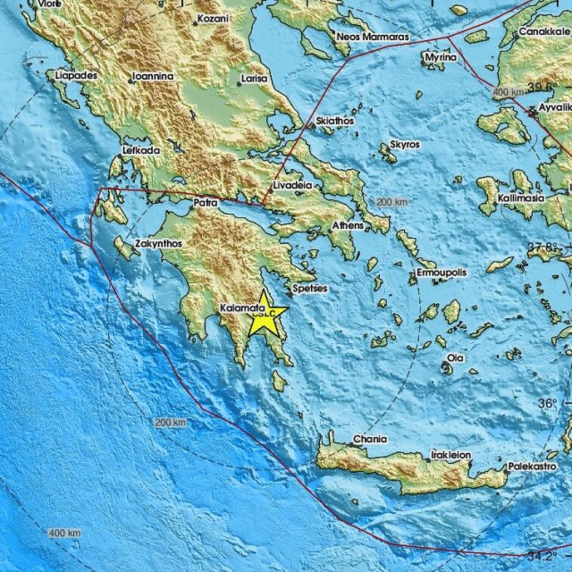Ο χάρτης με το επίκεντρο του σεισμού