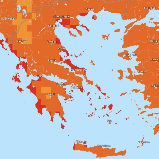 Αποπνικτικός συνδυασμός θερμοκρασίας και υγρασίας: Χάρτης με δείκτες κινδύνου - Βρείτε την πόλη σας
