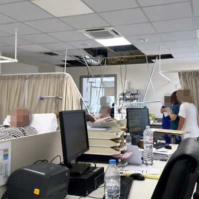 Νοσοκομείο Κορίνθου: Έπεσε τμήμα της οροφής στο χώρο των Επειγόντων
