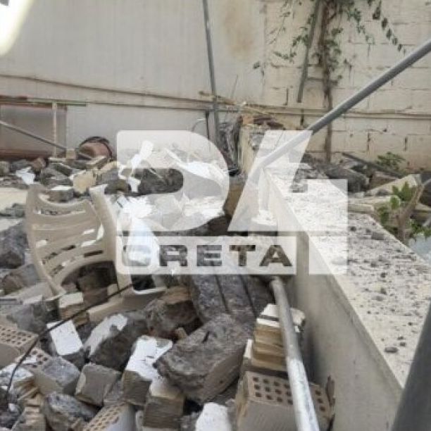 Κρήτη: Κατέρρευσαν τμήματα από ταράτσα και μπαλκόνι πολυκατοικίας μέσα στη νύχτα