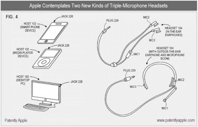 Τρία μικρόφωνα σε ακουστικά της Apple