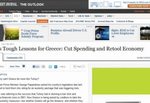 WSJ: «Γιατί δεν μπορεί η Ελλάδα να μοιάζει με την Τουρκία;»