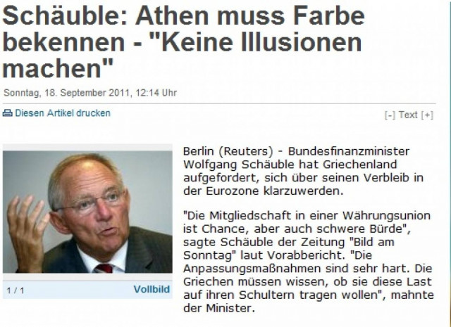 Σόιμπλε: Χωρίς έκτακτα μέτρα, δεν έχει επόμενη δόση!