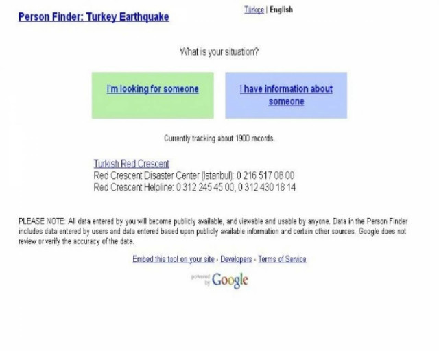 H Google στον εντοπισμό αγνοουμένων στην Τουρκία