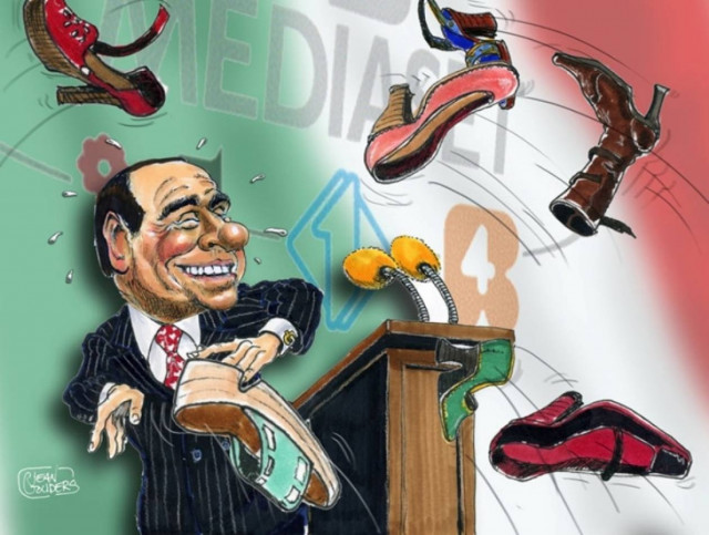 Πανό καρτούν του Σίλβιο Μπερλουσκόνι !