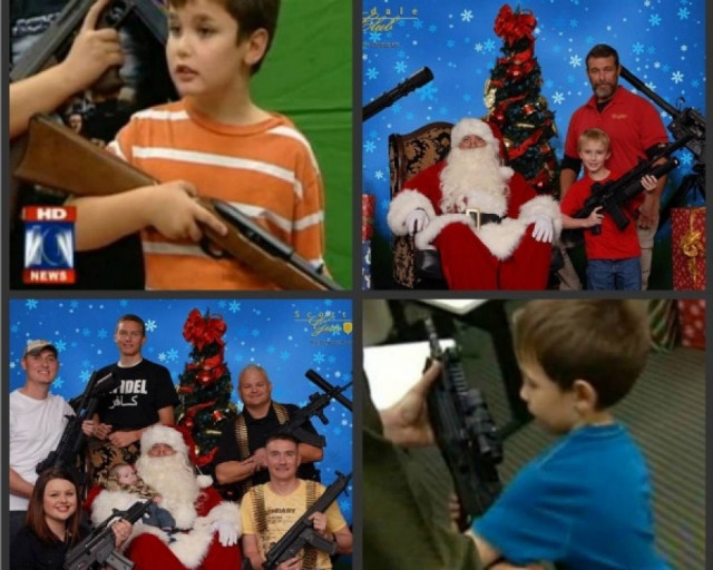 Βάζουν τα παιδιά τους να ποζάρουν με καλάσνικοφ δίπλα στον Αη – Βασίλη