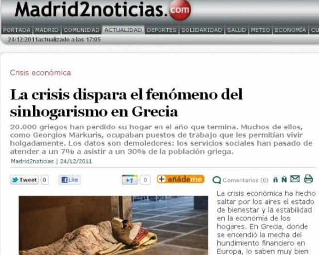 «Θύελλα» δημοσιευμάτων στον ισπανικό Τύπο για τους άστεγους Έλληνες