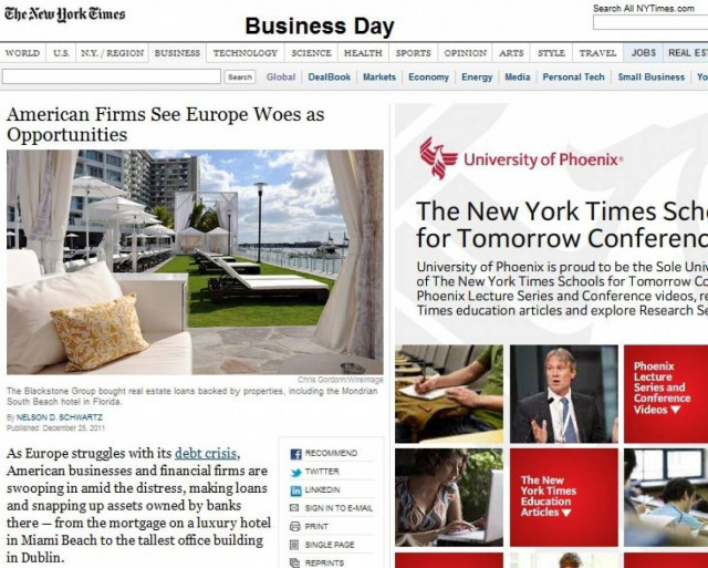 ΝΥΤ: Ευκαιρίες στην Ευρώπη αναζητούν τράπεζες των ΗΠΑ