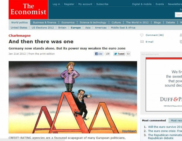 Economist: H S&P άλλαξε τις ισορροπίες στην Ευρώπη