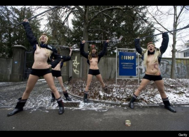 Οι γυμνόστηθες Ουκρανές ακτιβίστριες έφτασαν... Ζυρίχη