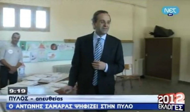 Βουλευτικές Εκλογές 2012: Ο Αντώνης Σαμαράς ψήφισε στην Πύλο (βίντεο)