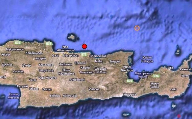 Σεισμός 3,4 Ρίχτερ κοντά στο Ηράκλειο Κρήτης