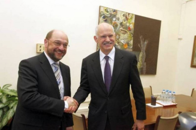 Συνάντηση Σούλτς με τον Γ. Παπανδρέου