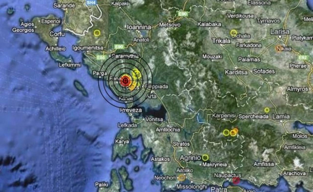 Σεισμός 4,8 Ρίχτερ βορειοδυτικά της Άρτας