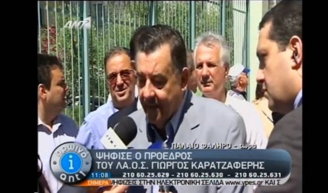 Βουλευτικές εκλογές 2012: Ψήφισε ο Γιώργος Καρατζαφέρης (vid)