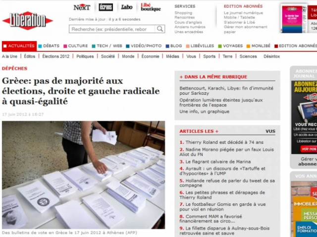 Liberation: Χωρίς απόλυτη πλειοψηφία οι εκλογές στην Ελλάδα