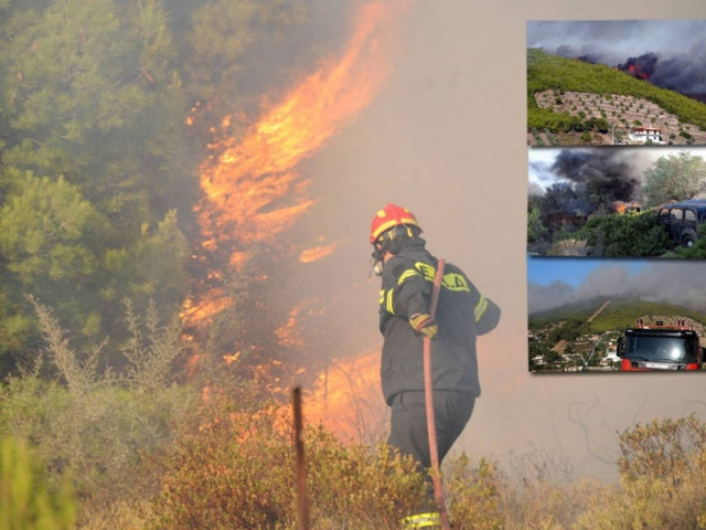 Μάχη με τις φλόγες και τους ανέμους