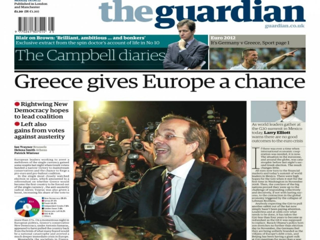 Πρωτοσέλιδο της Guardian: Η Ελλάδα δίνει μια ευκαιρία στην Ευρώπη