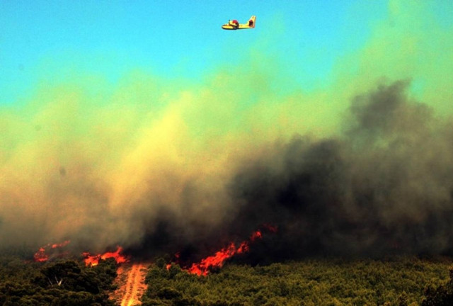 Σε ύφεση η φωτιά στη Σαλαμίνα