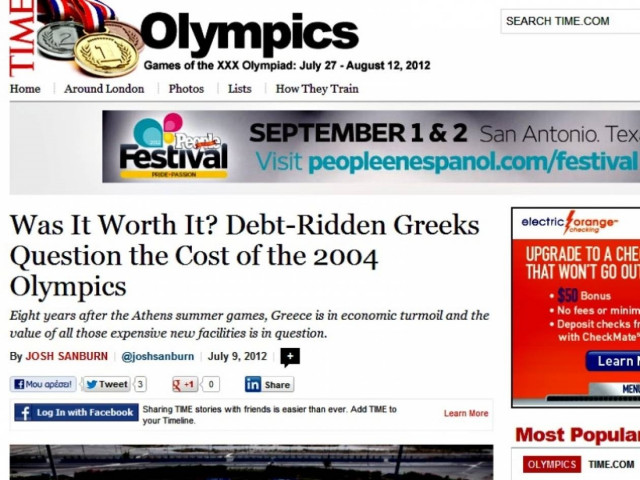 Time: Οι Έλληνες αναρωτιούνται αν άξιζαν οι Ολυμπιακοί του 2004