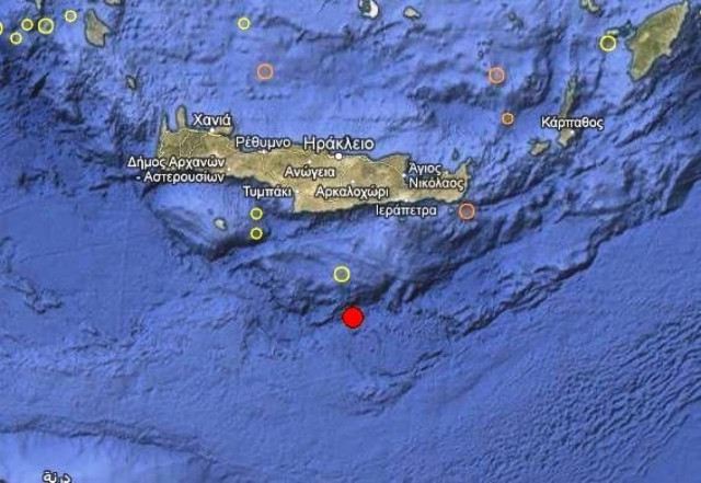 Σεισμός 4,4 Ρίχτερ νότια της Κρήτης