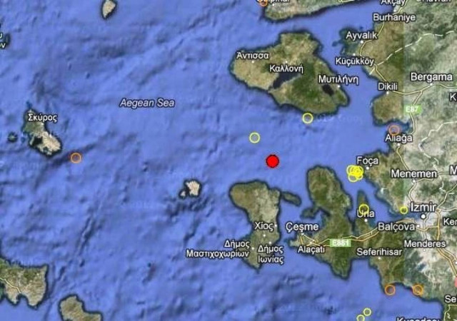 Σεισμός 4,0 Ρίχτερ βόρεια της Χίου