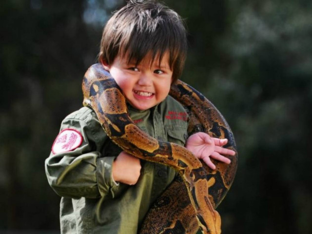 Ο δίχρονος που δαμάζει τα φίδια