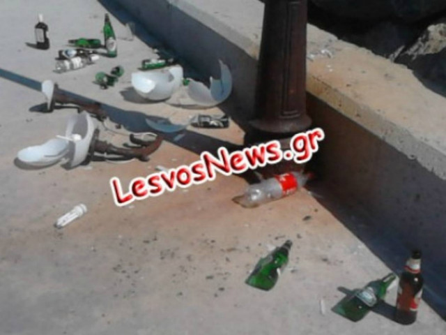 Μυτιλήνη: Μεθυσμένοι τουρίστες τα έκαναν γυαλιά καρφιά