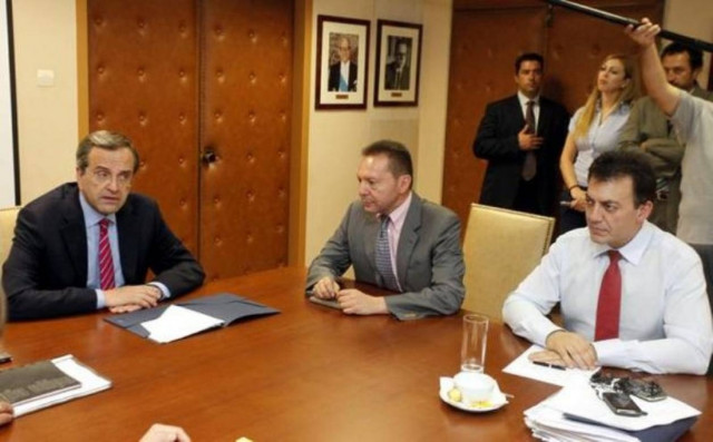 Συνάντηση Α. Σαμαρά με Γ. Στουρνάρα και Γ. Βρούτση