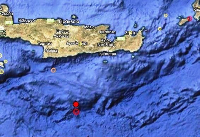 Διπλή σεισμική δόνηση 3,6 Ρίχτερ νότια της Κρήτης
