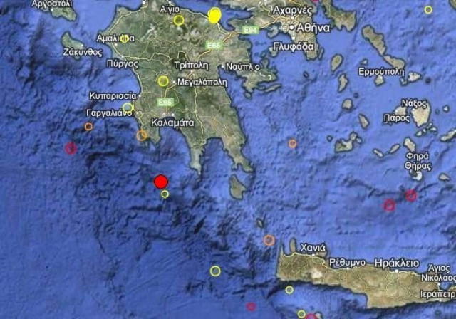 Σεισμός 3,4 Ρίχτερ νότια της Καλαμάτας