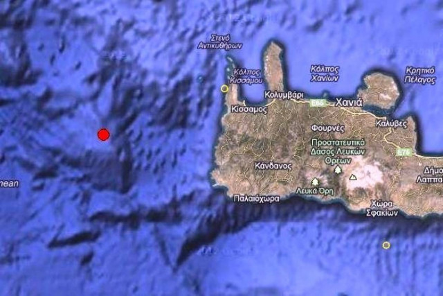 Σεισμός 3,9 Ρίχτερ δυτικά των Χανίων