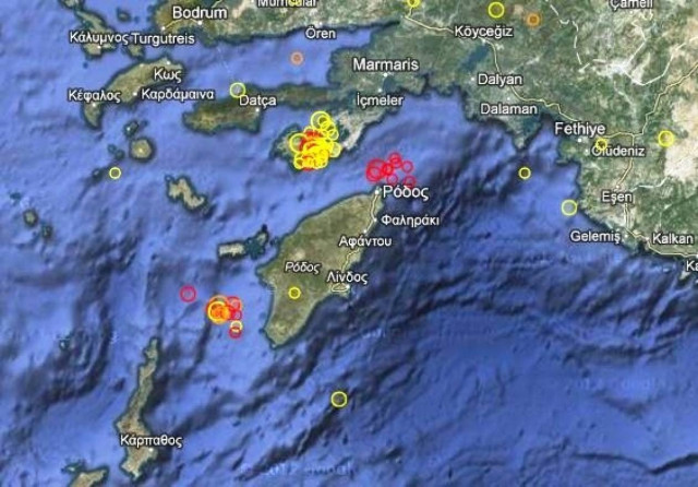 Έντονη σεισμική δραστηριότητα στα Δωδεκάνησα